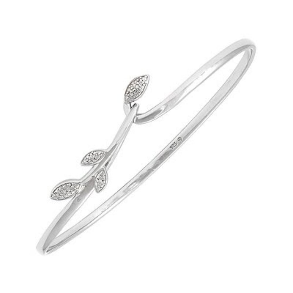 Silver 0.05 ct. tw. Diamond Bangle Bracelet